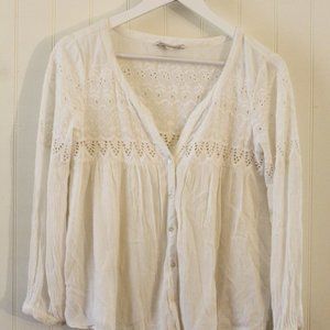 American Eagle ✤ Lace Long Sleeve Button Blouse